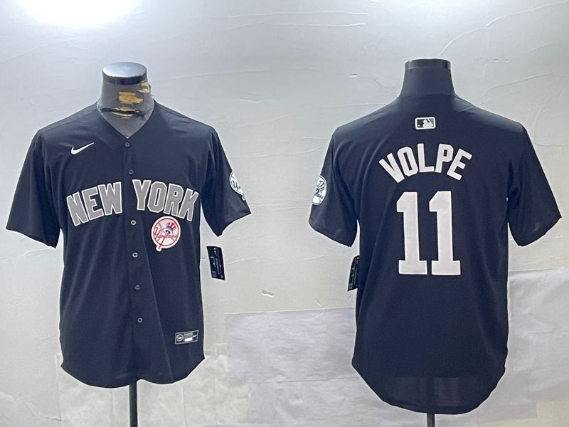 Men New York Yankees #11 Volpe Black Game 2024 Nike MLB Jersey style 12022